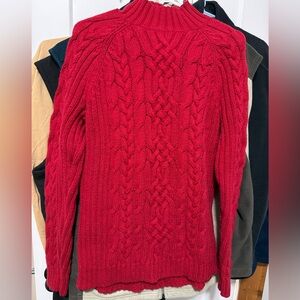 Red Cable Knit Mock Neck Women's Sweater from United States Sweaters